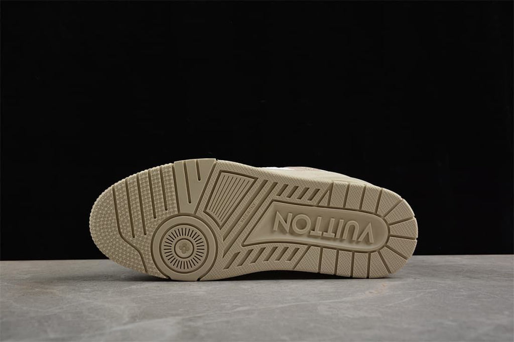 Underside view showing the patterned beige outsole.