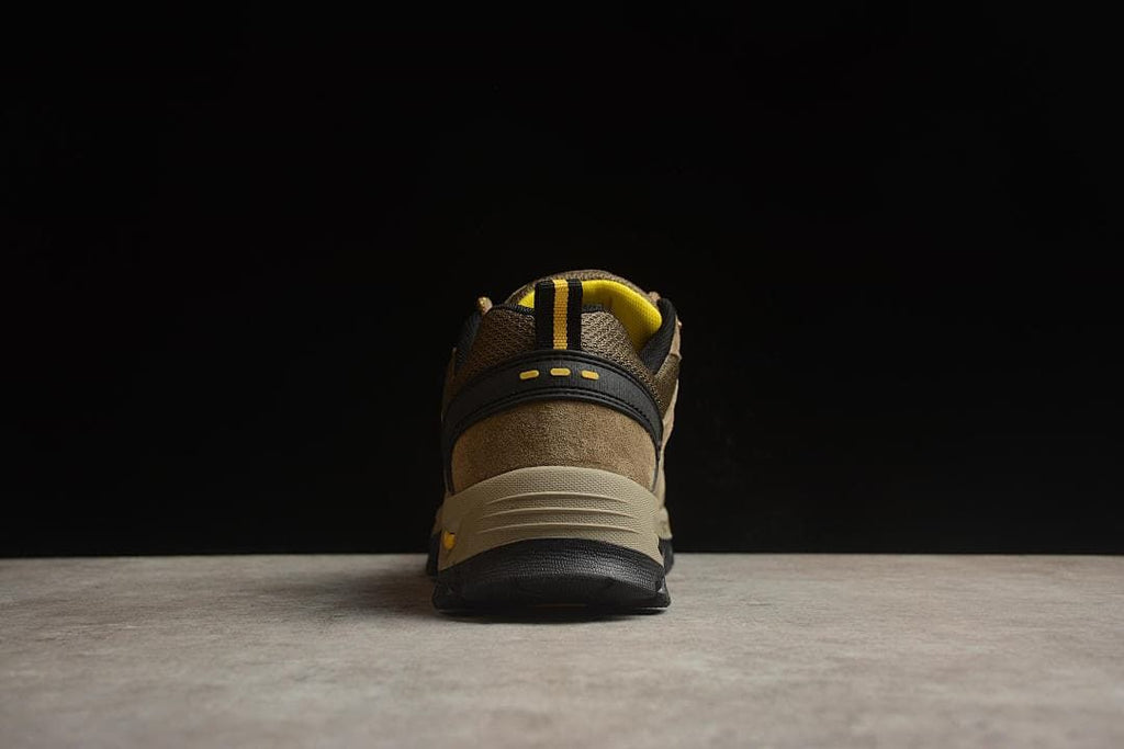 Rear view showing the heel construction and contrasting outsole