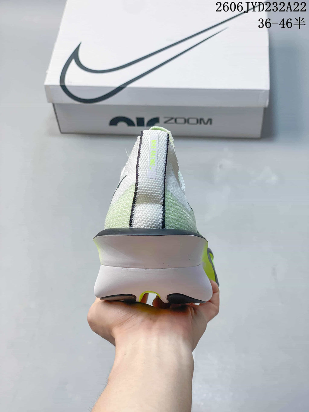 Rear view of the Nike Air Zoom Alphafly Next% 3 running shoe