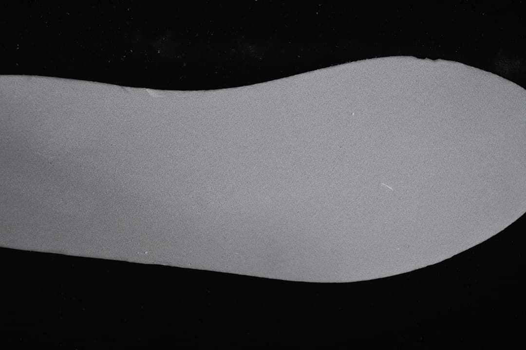 Close-up of a plain gray shoe insert
