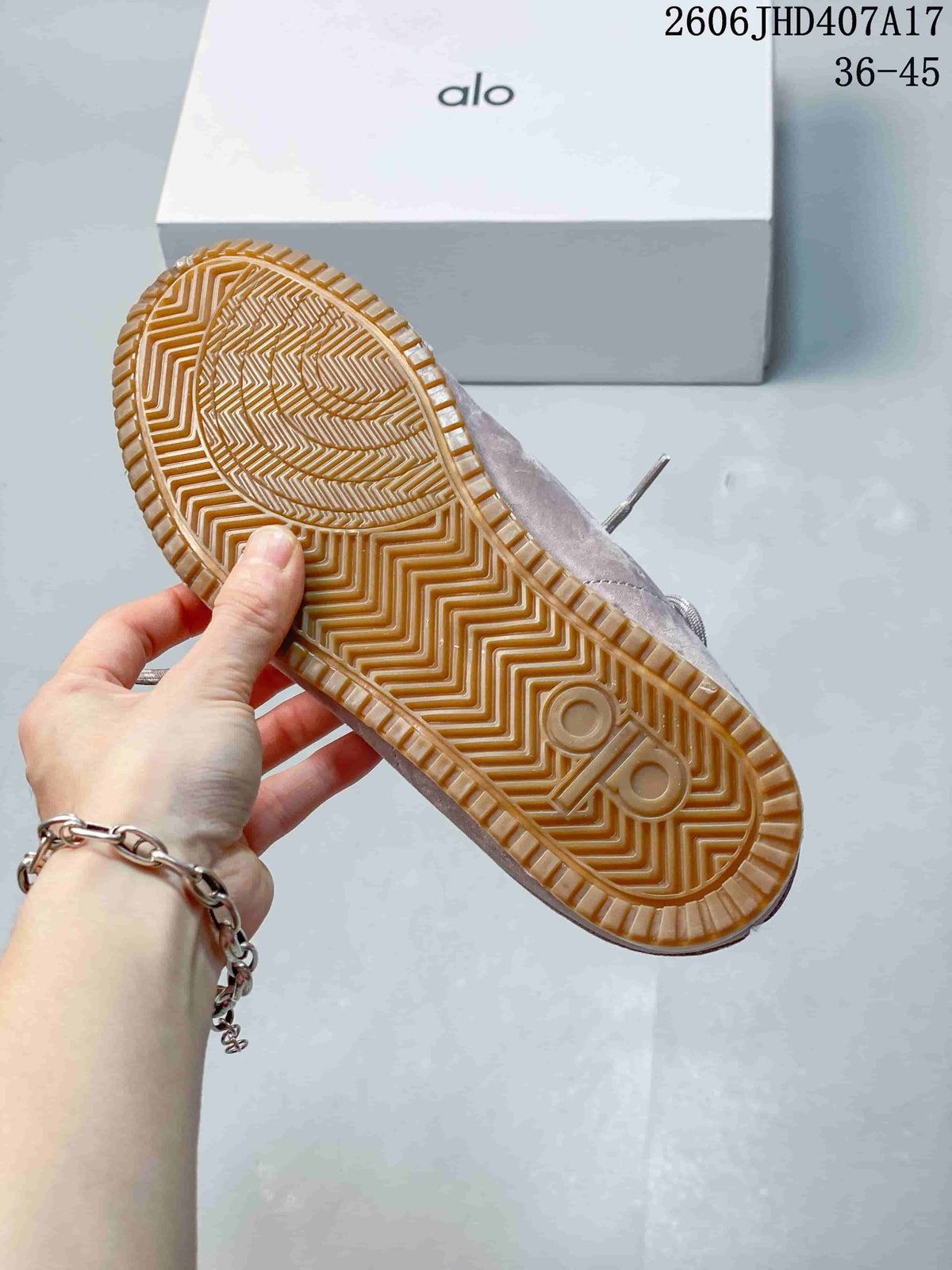 Close-up of the sneaker's gum-colored patterned outsole