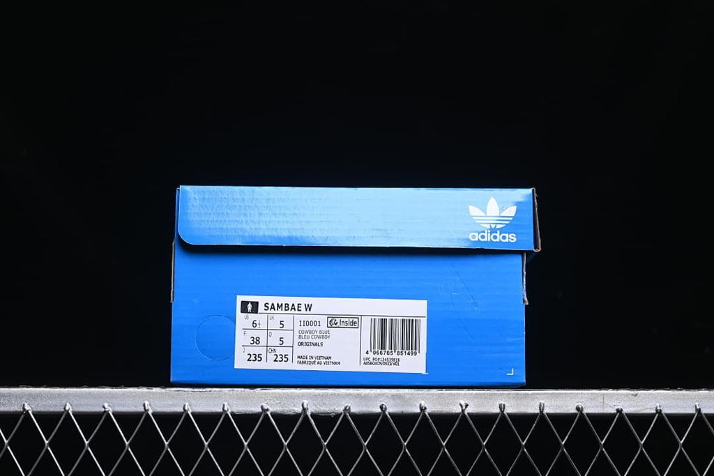 Shoebox label showing Samba W, model II0001, and sample size details