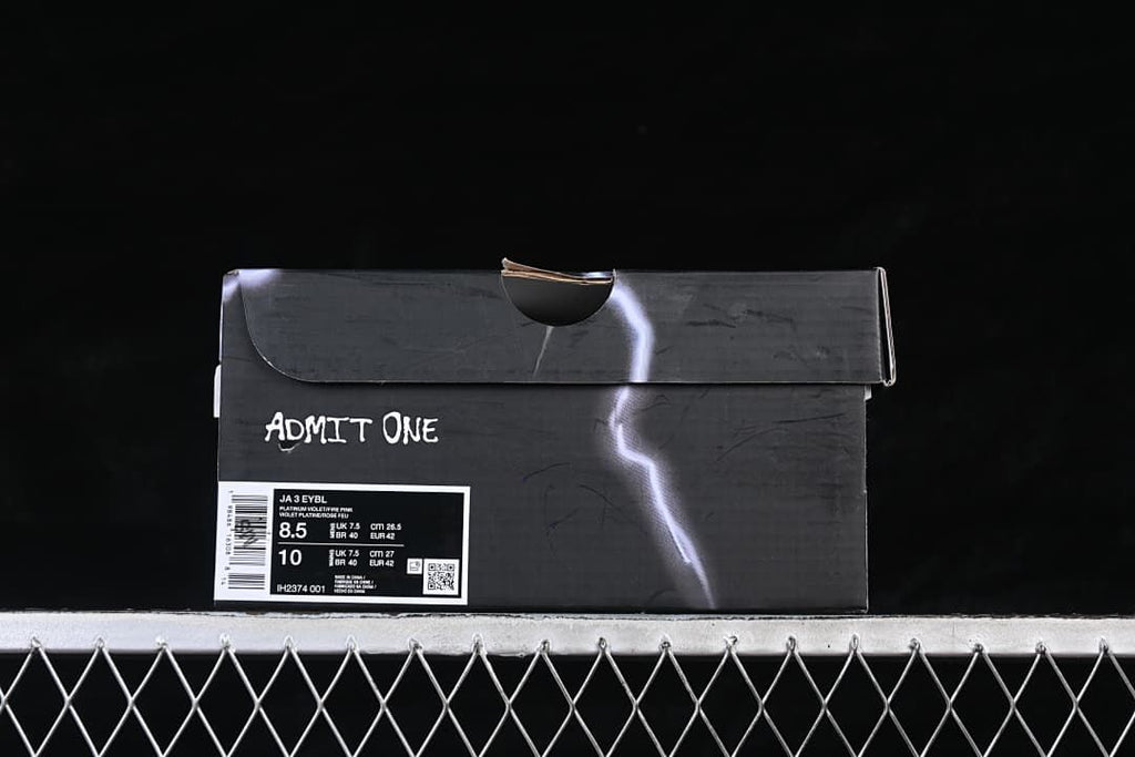 Shoe box label showing Ja 3 EYBL, style code IH2374 001, and EU 42