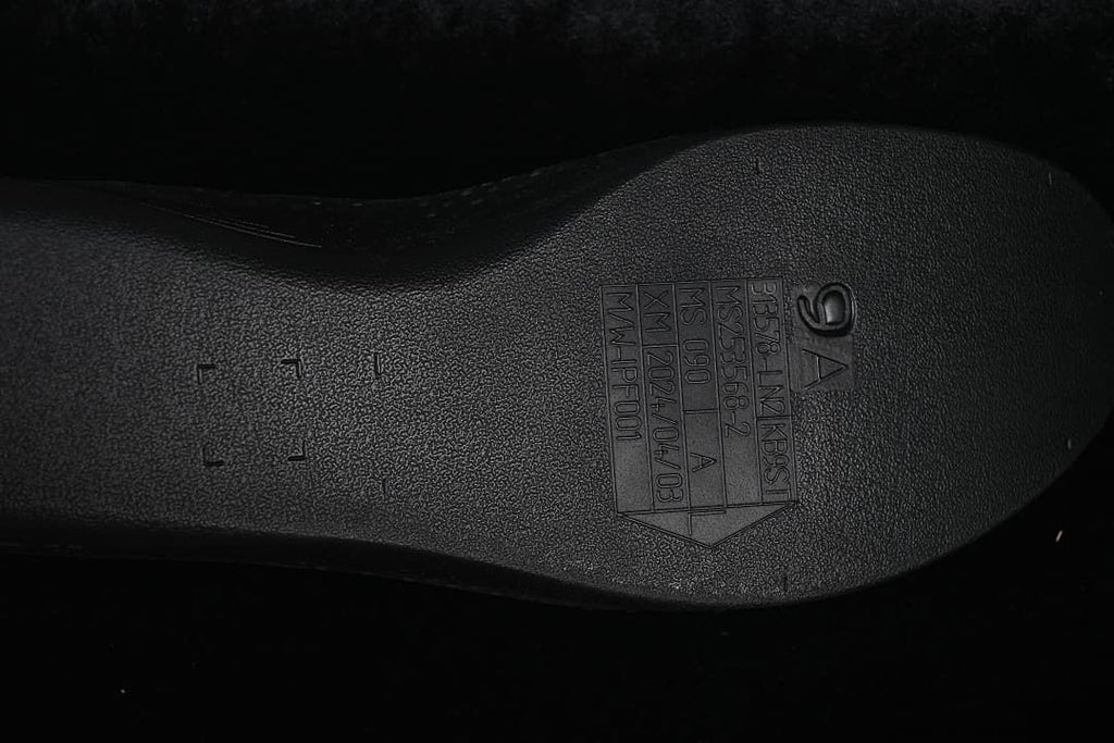 Close-up of the shoe outsole label