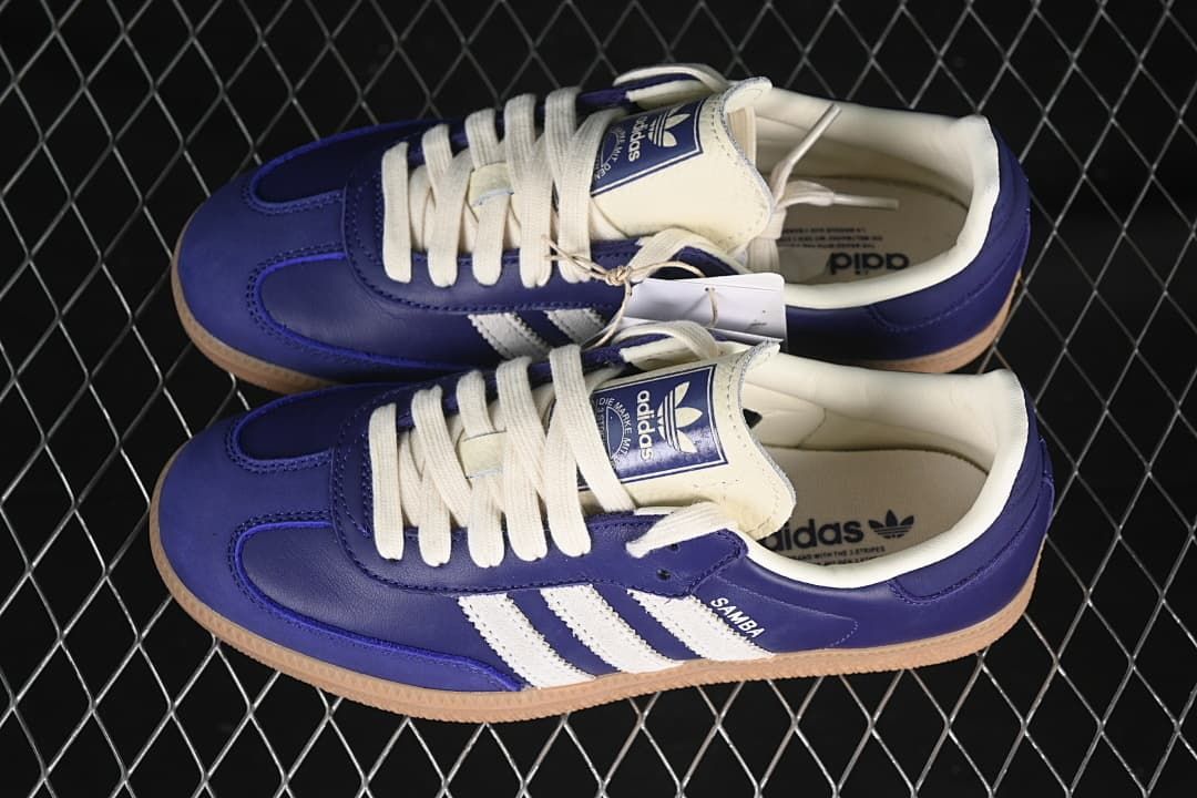 Pair of purple Samba OG sneakers shown from above