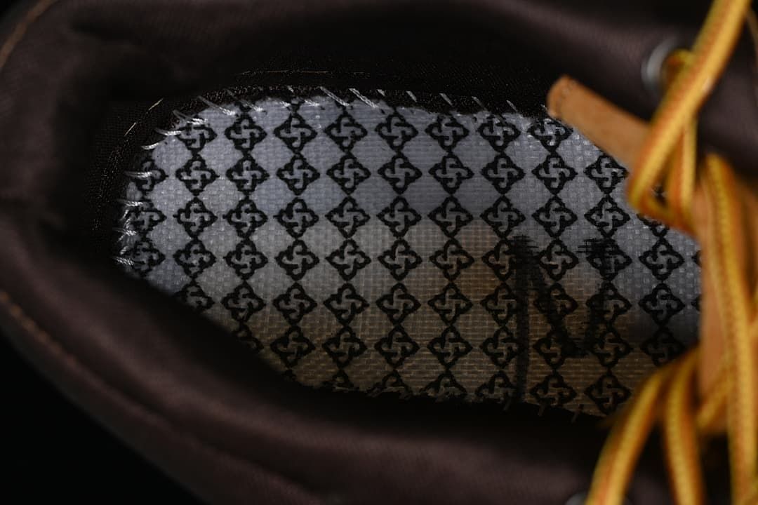 View inside the boot showing patterned lining