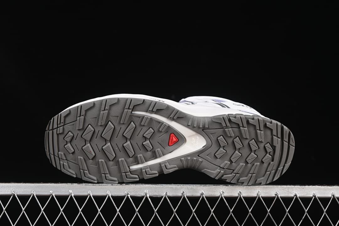 Underside view showing the lugged outsole tread