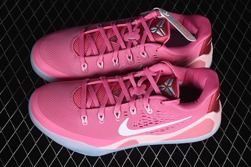 Pair of pink Kobe 9 Stitches Low shoes viewed from above
