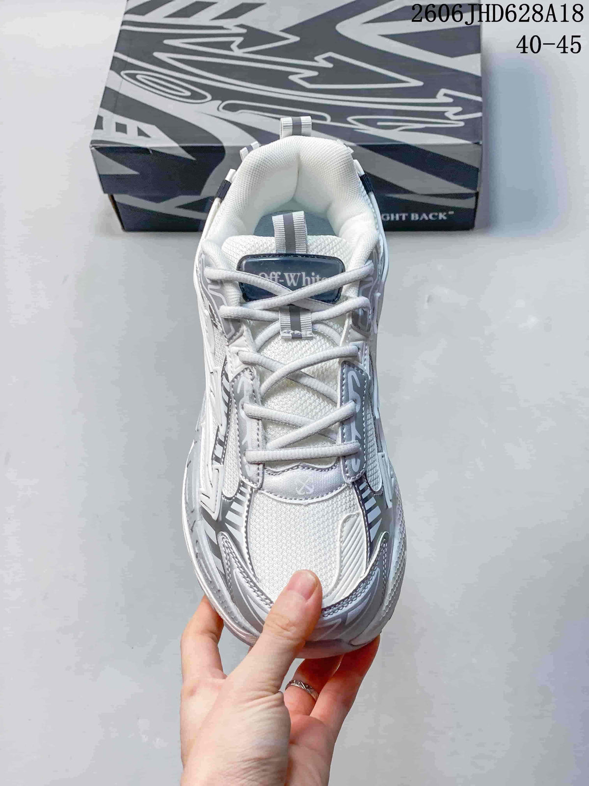 Top view of the lace-up sneaker showing the tongue and toe