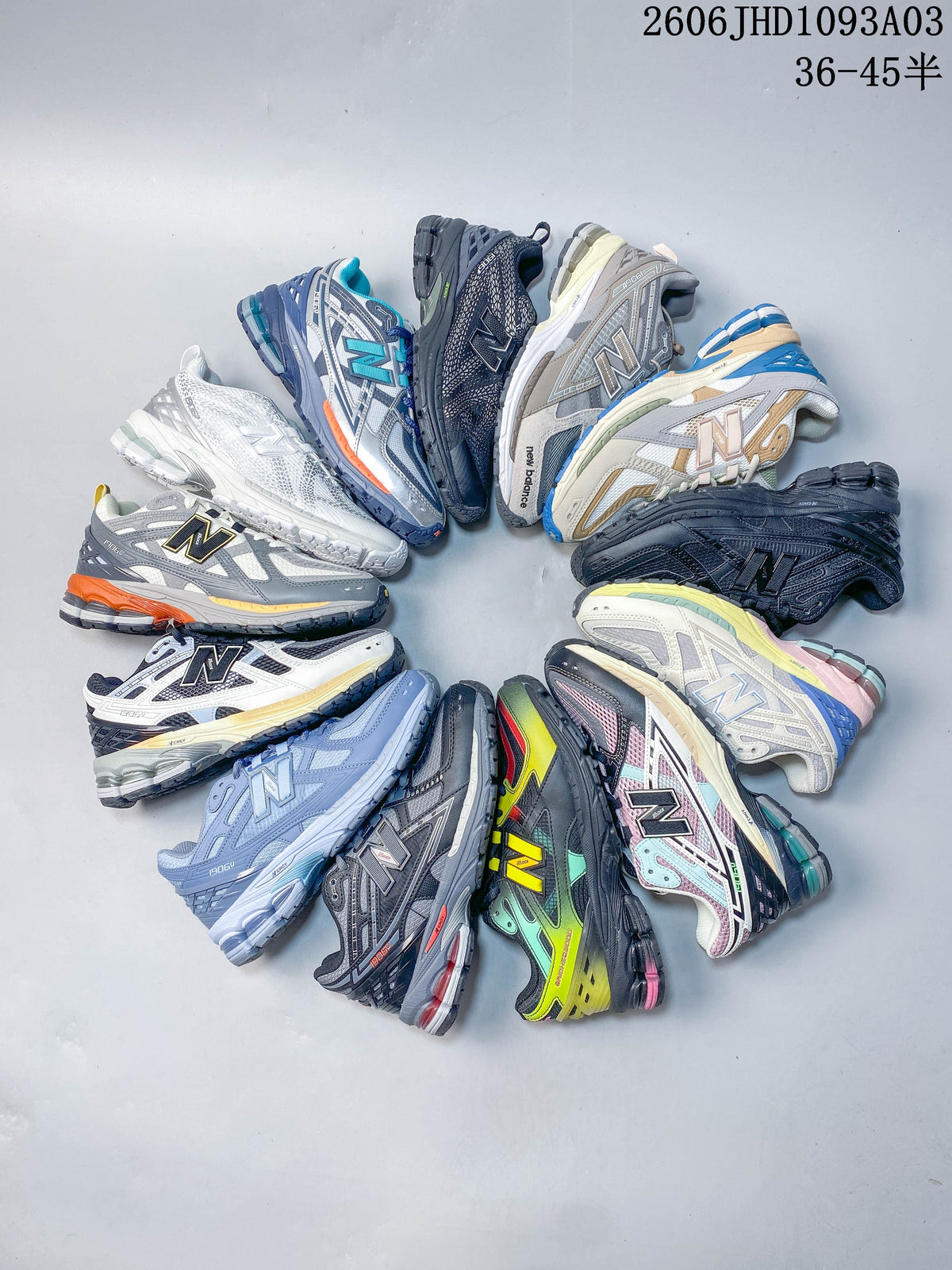 Group of New Balance 1906U sneakers displayed in assorted colorways
