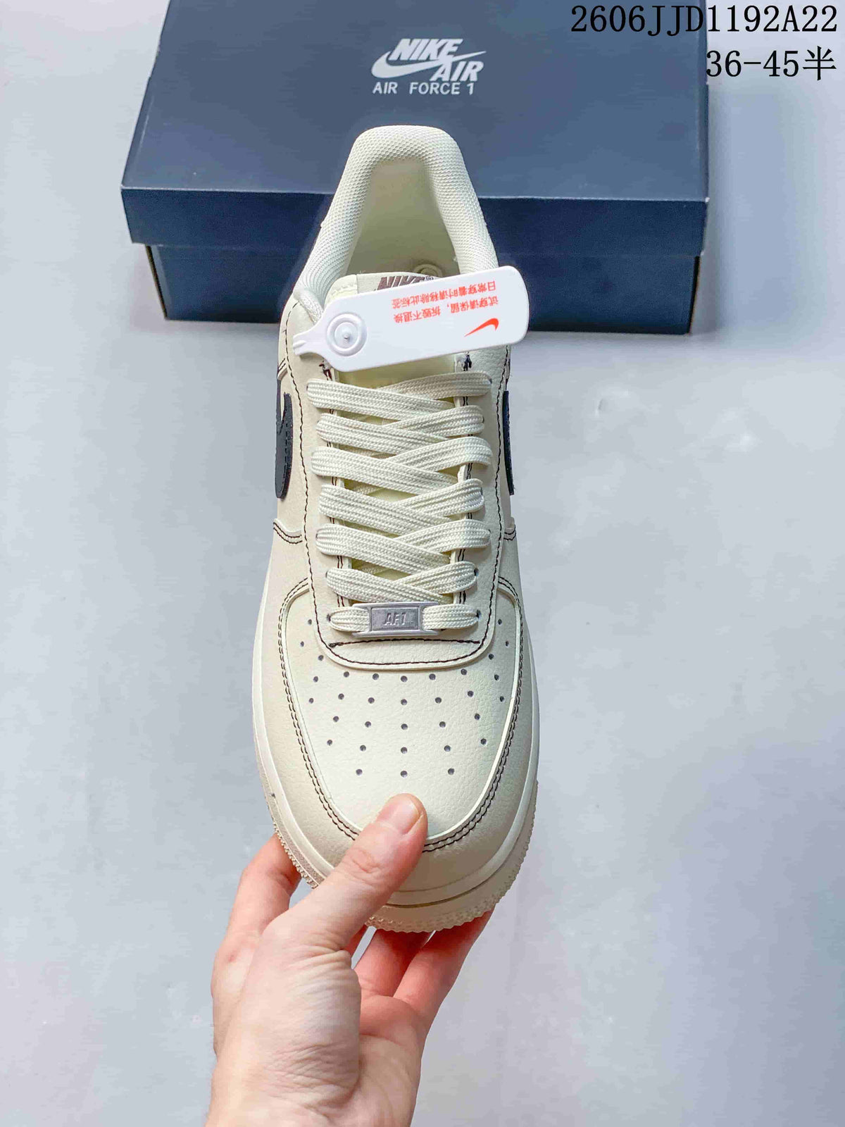 Top view showing the perforated toe and lace-up front