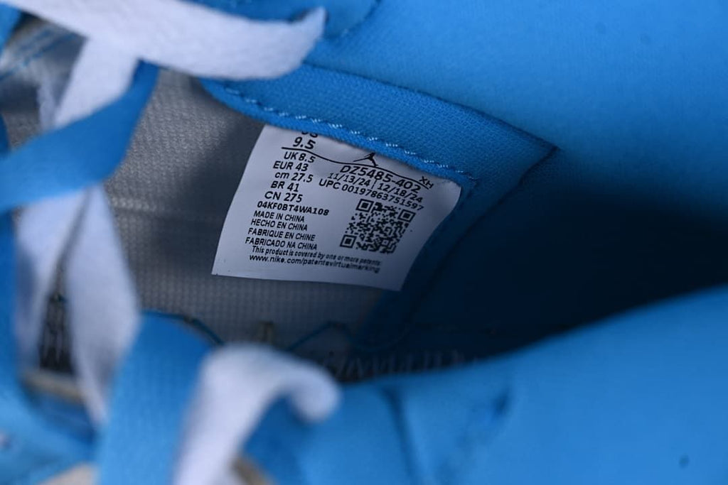 Sneaker size label showing EU 43