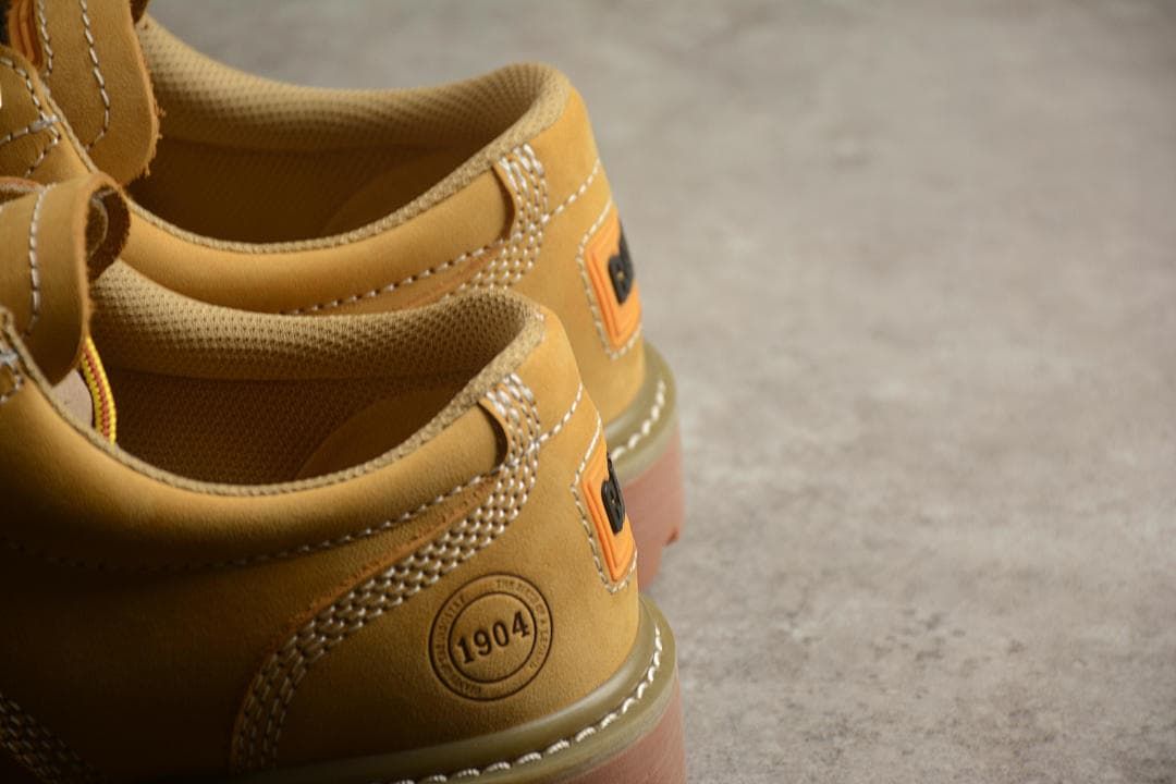 Close-up of padded collars and stitched heel panels