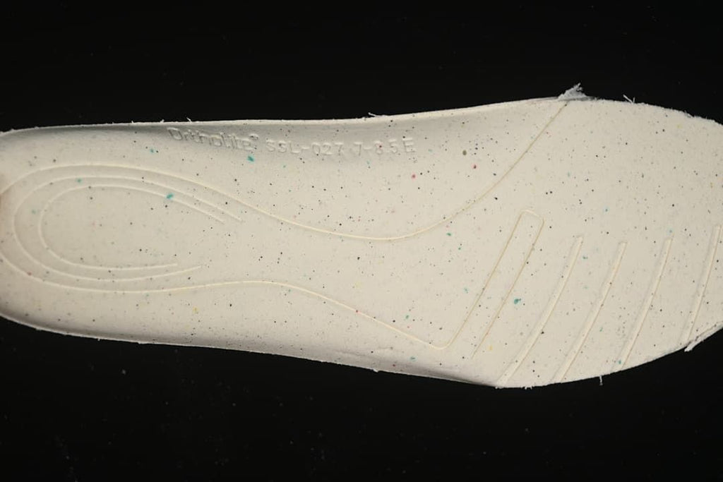 Close-up of the patterned underside of the shoe