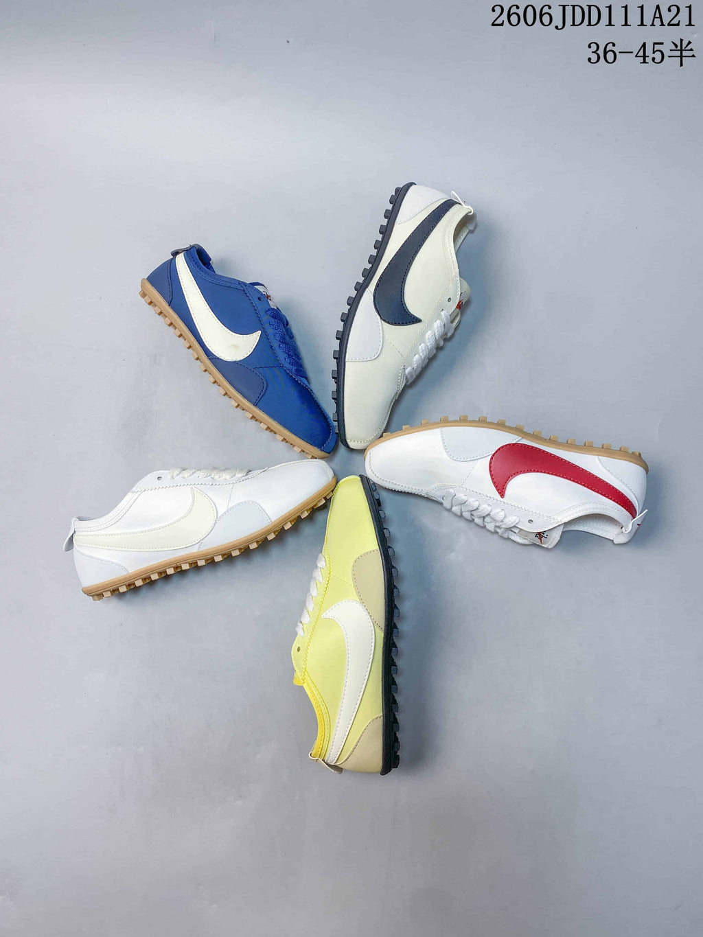 Five Nike Moon Shoe OG Summit sneakers shown in different color combinations
