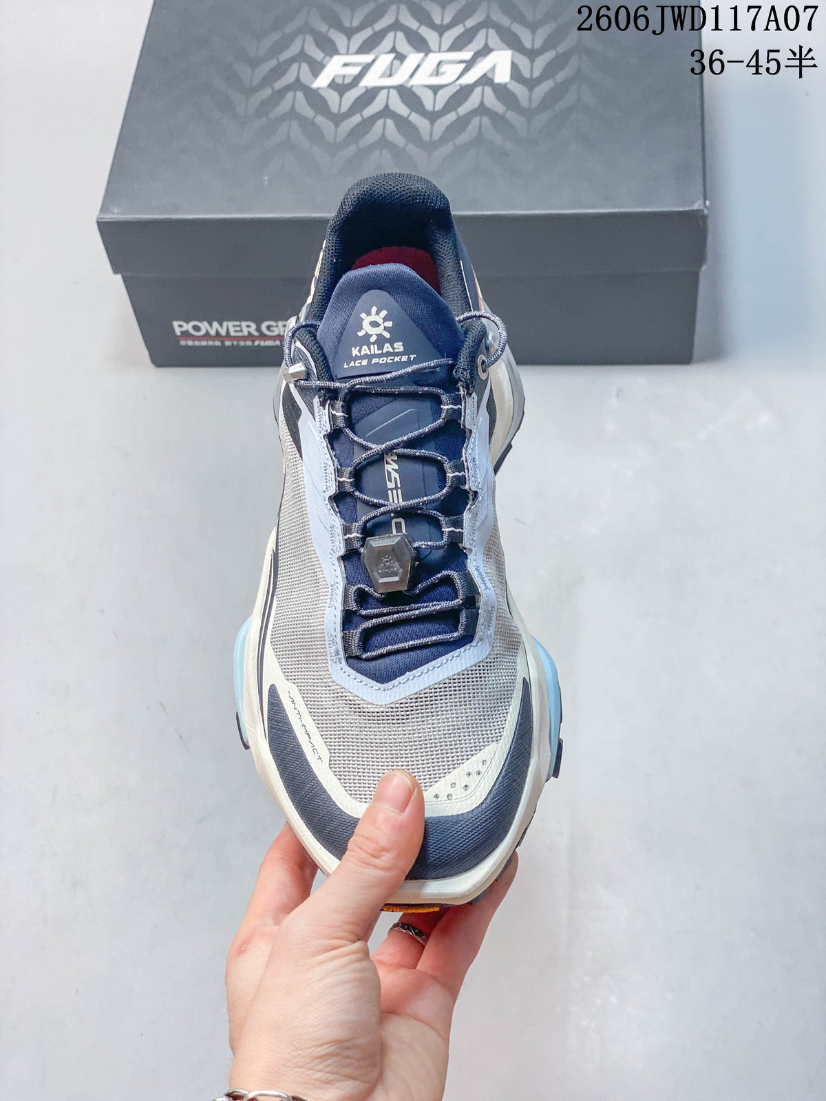 Front view showing the mesh-like upper, laces, and lace pocket