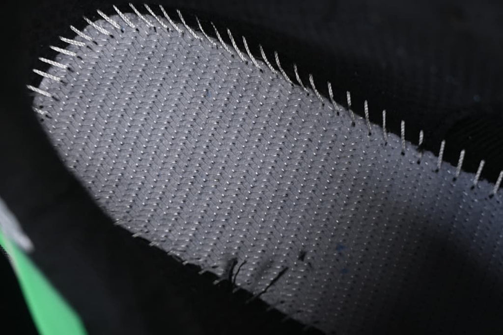 Close-up of the textured interior lining of the sneaker