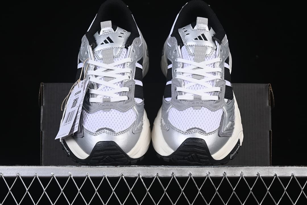 Front view of the pair showing toe panels and laces