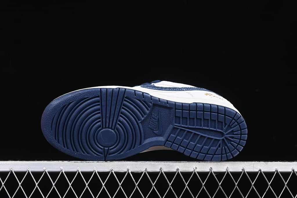 Underside view of the navy outsoles