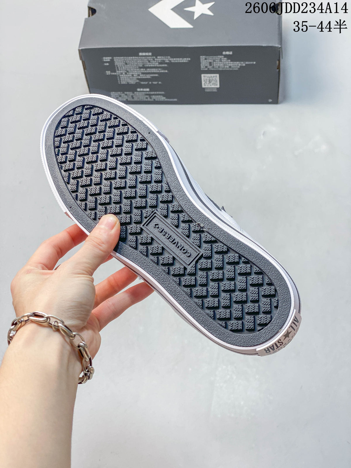 Close-up of the patterned outsole on a white Converse sneaker