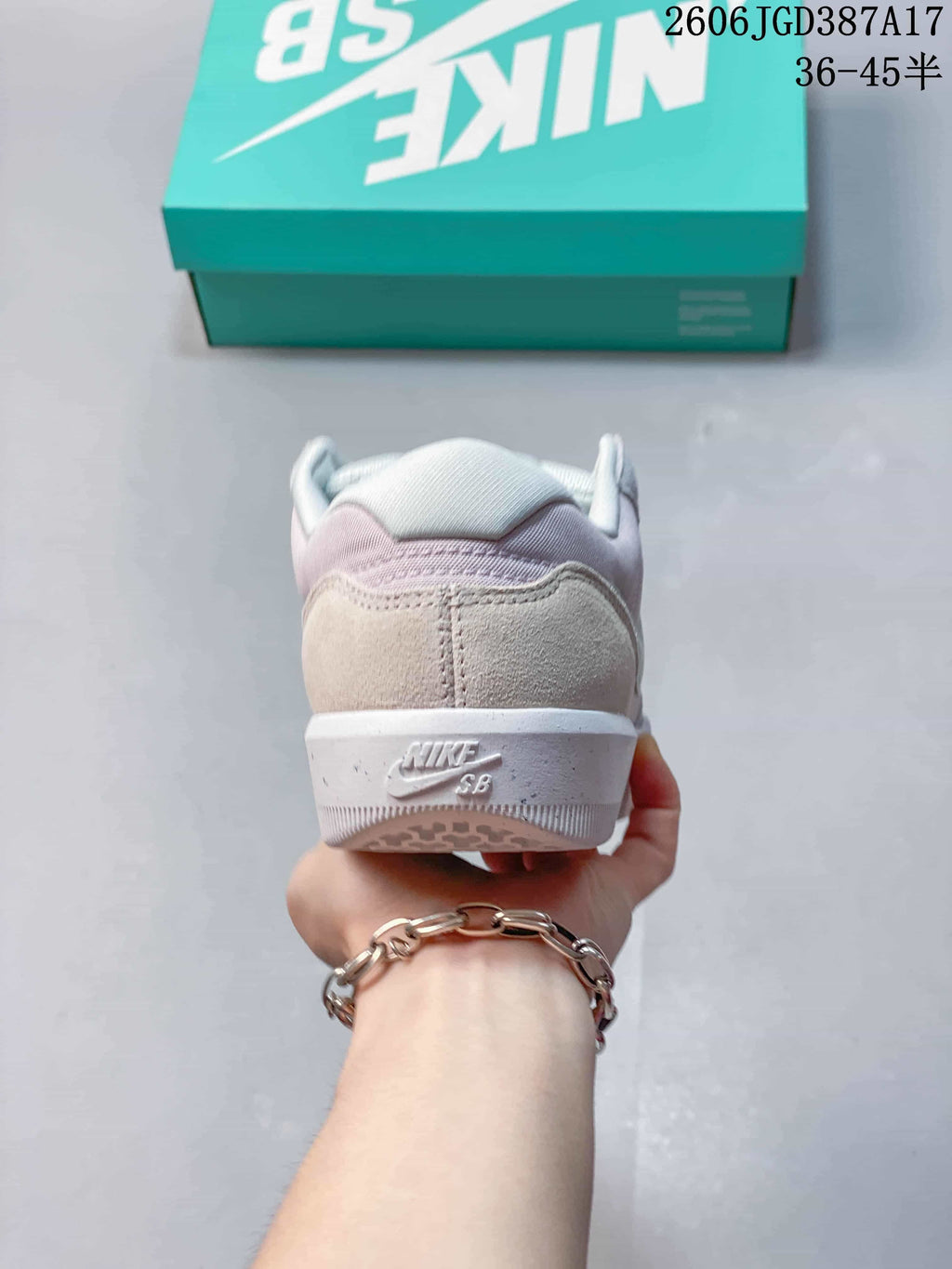 Rear view showing the heel and embossed Nike SB branding