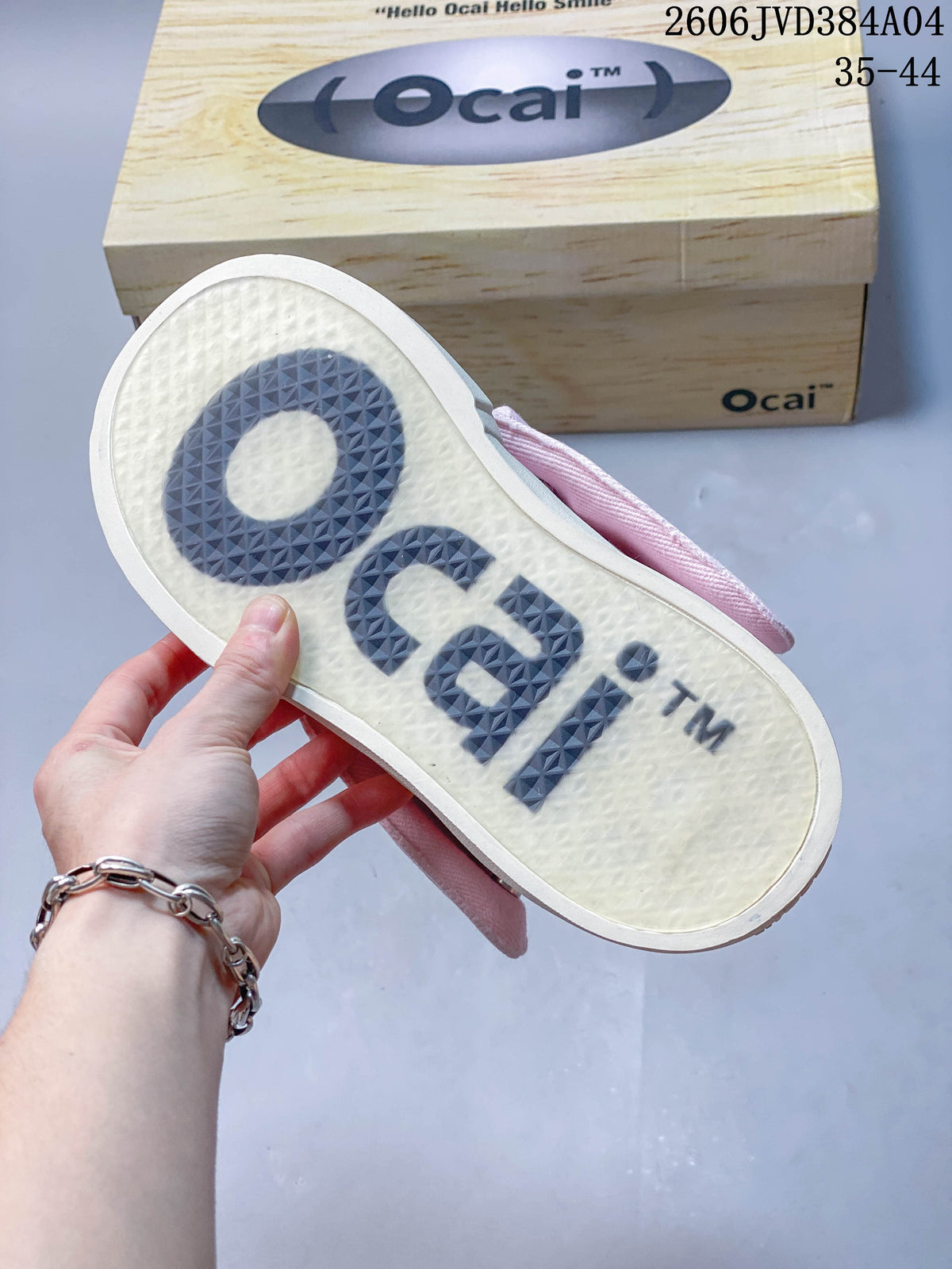 Close-up of the textured outsole with large Ocai lettering.