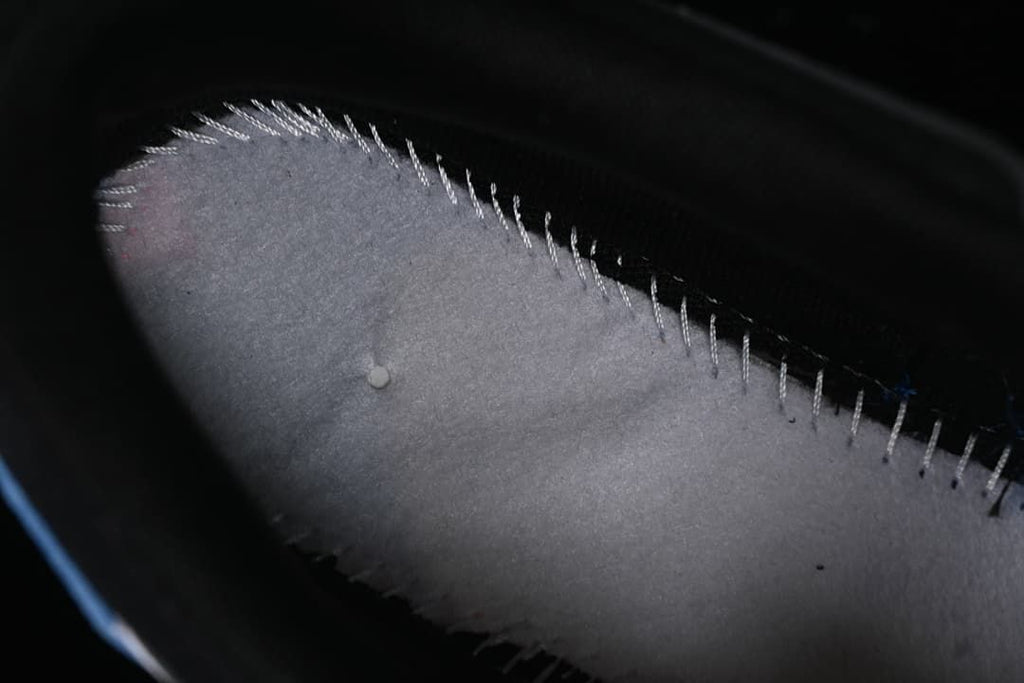 Close-up of stitching inside the shoe