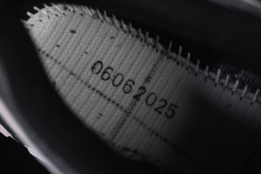 Close-up of a printed code inside the shoe