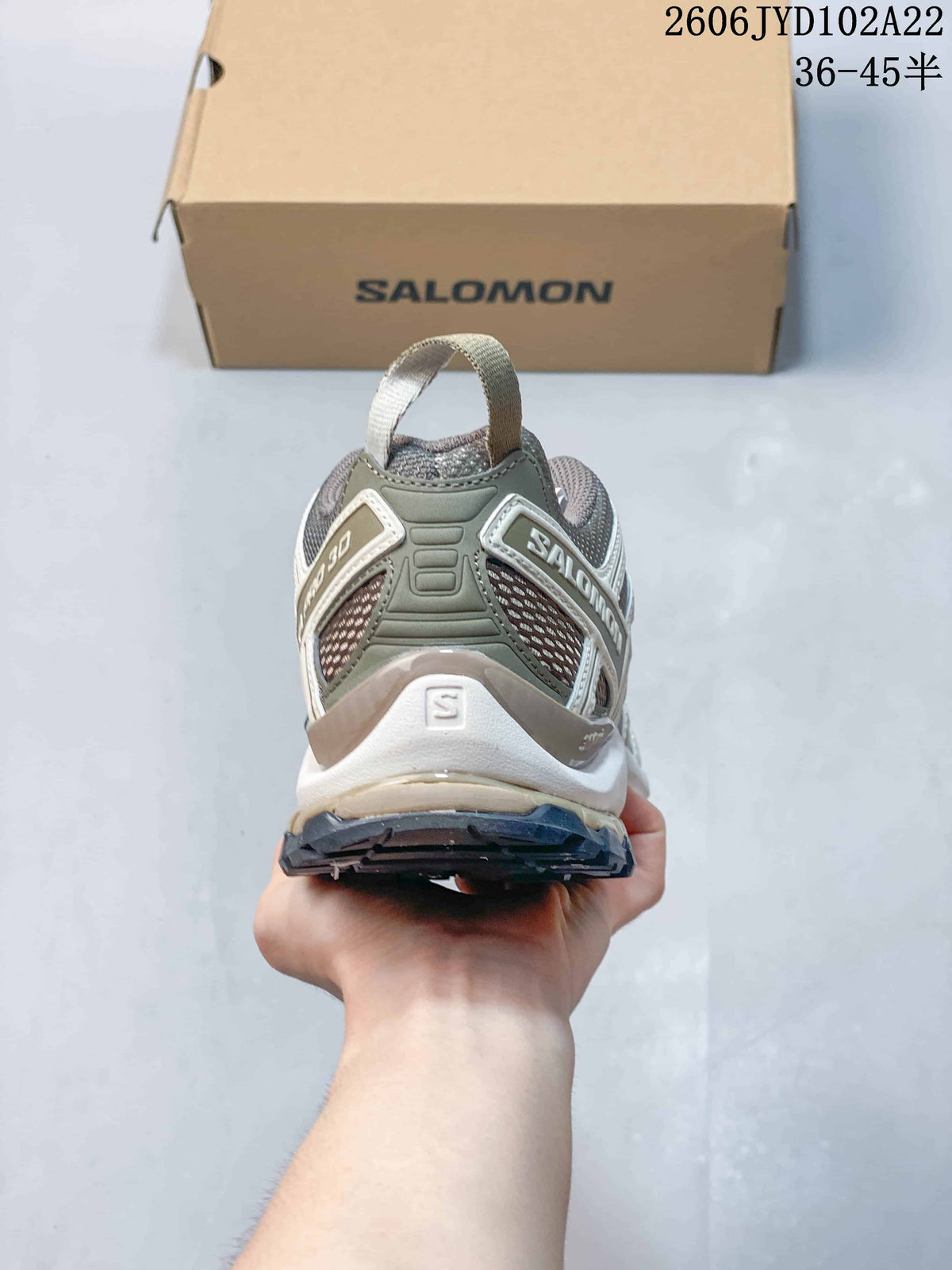 Rear view showing the heel structure and outsole of a Salomon XA Pro 3D shoe