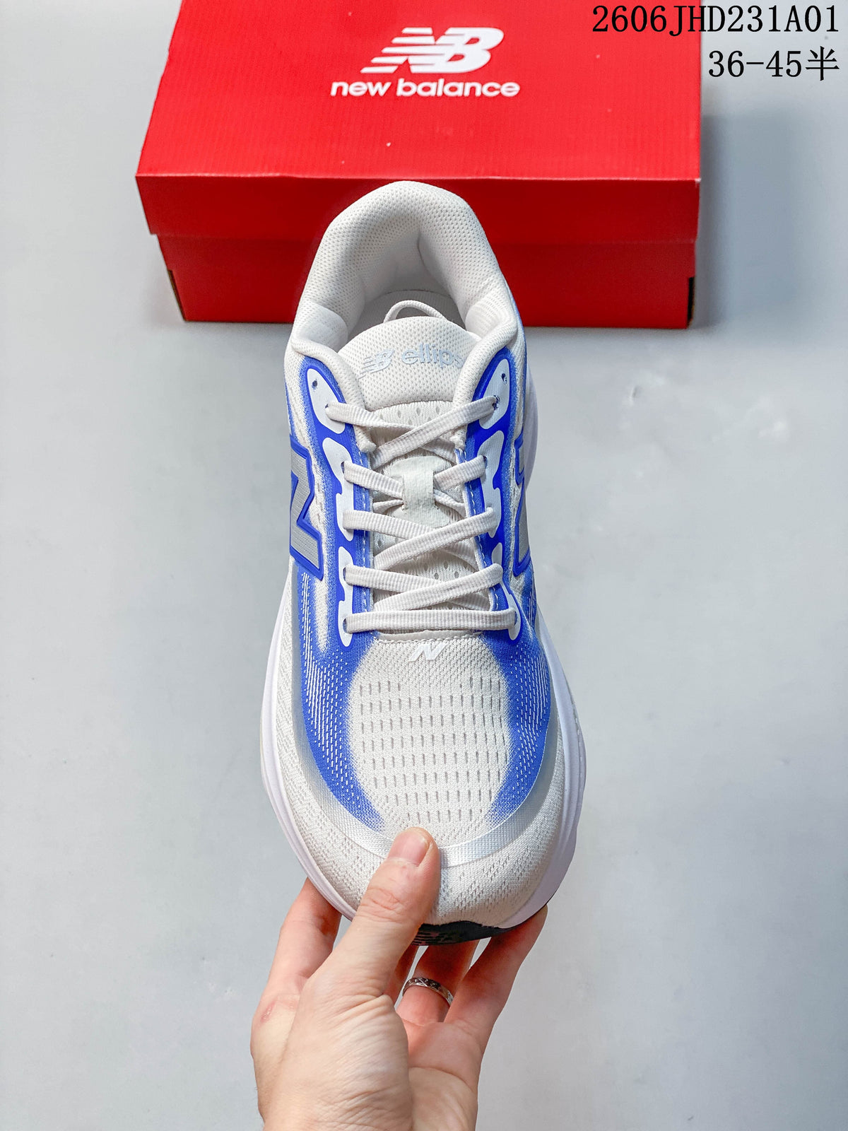 Top view of the lace-up shoe with blue accents