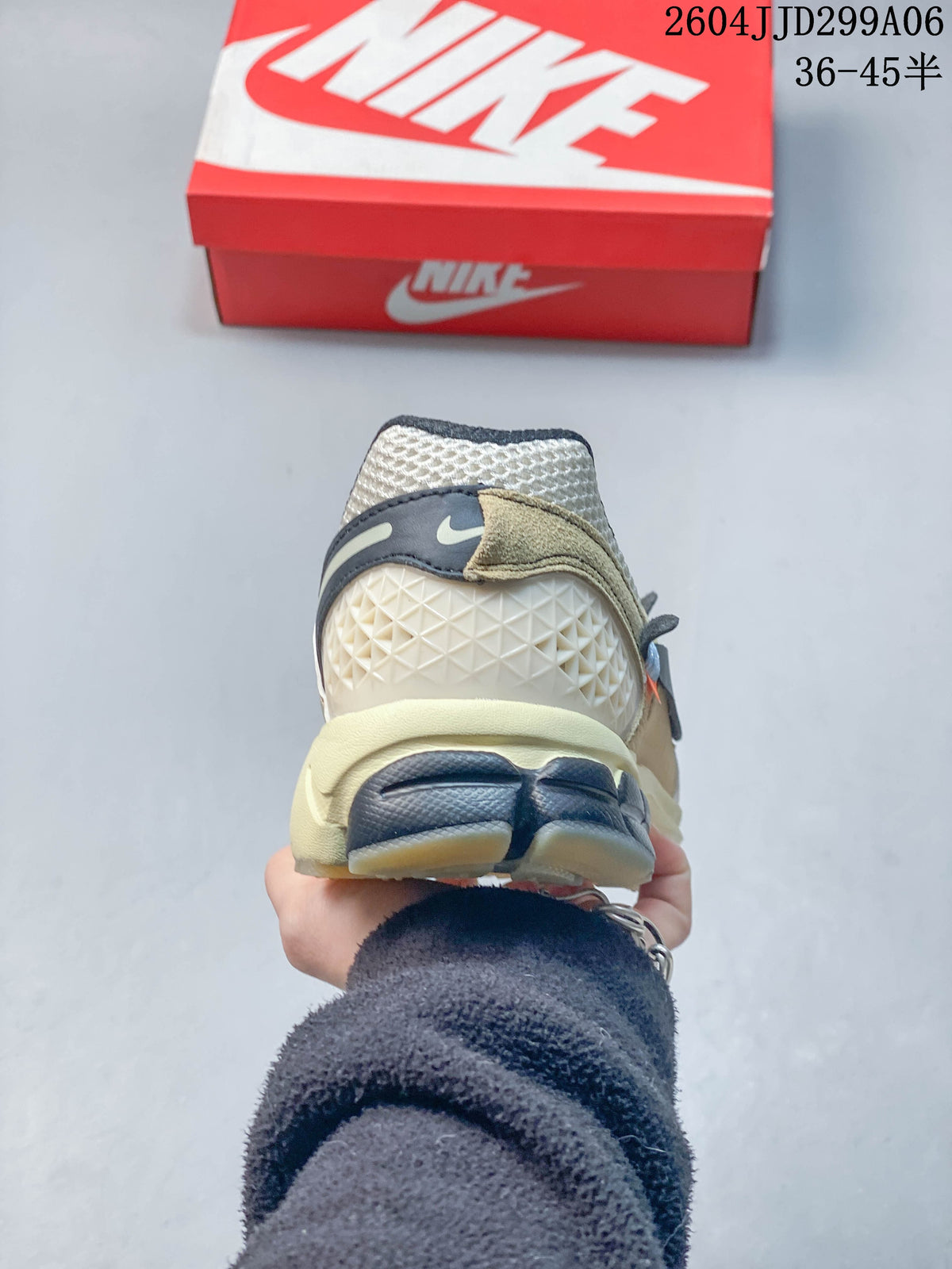 Rear view of a Nike Zoom Vomero 5 sneaker showing the heel and sculpted outsole.