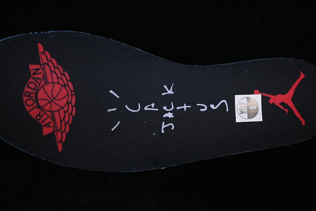 Black insole with red graphics and a visible US men's size 8 marking.