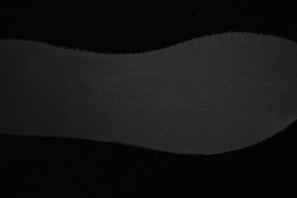 Close-up of the black textured shoe upper.