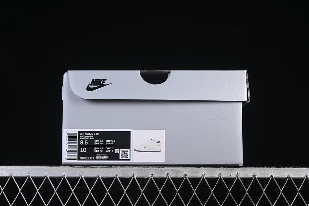 Nike shoe box label with Air Force 1 '07 and style code ZH0316-119