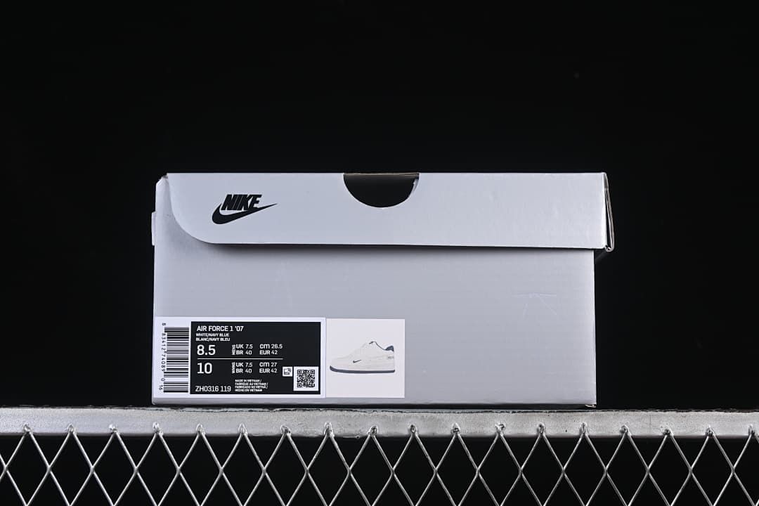 Nike shoe box label with Air Force 1 '07 and style code ZH0316-119