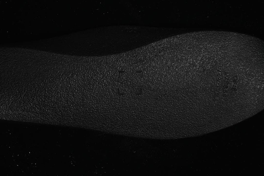 Close-up of the textured black outsole