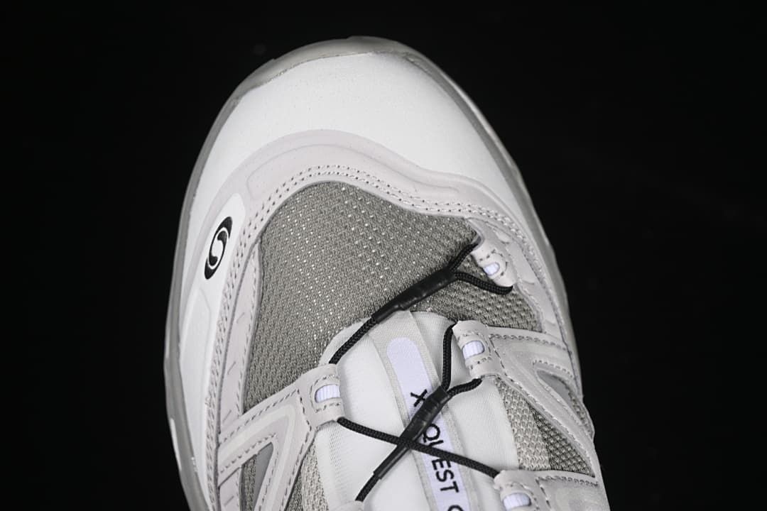 Top view of the toe box and quick-lace system
