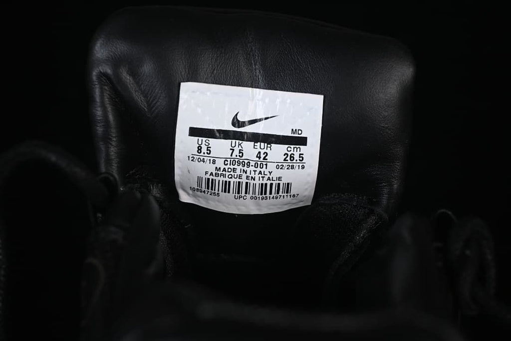 Tongue size label showing US 8.5 and EU 42