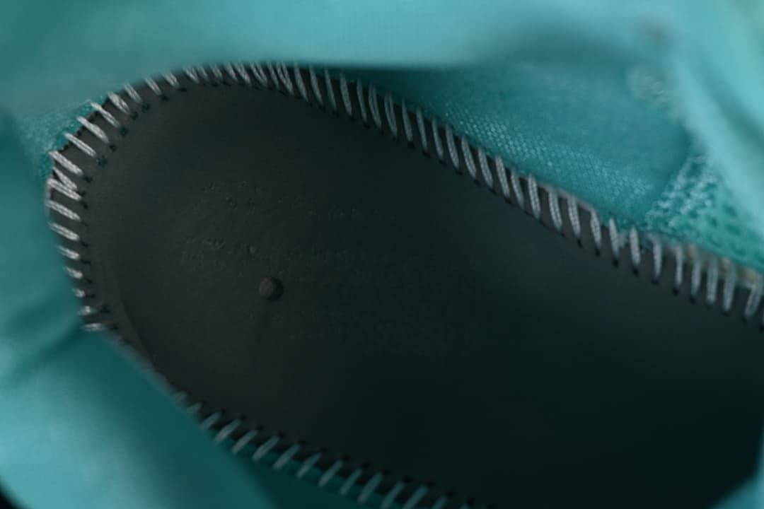 Close-up of the shoe's interior lining and stitching.
