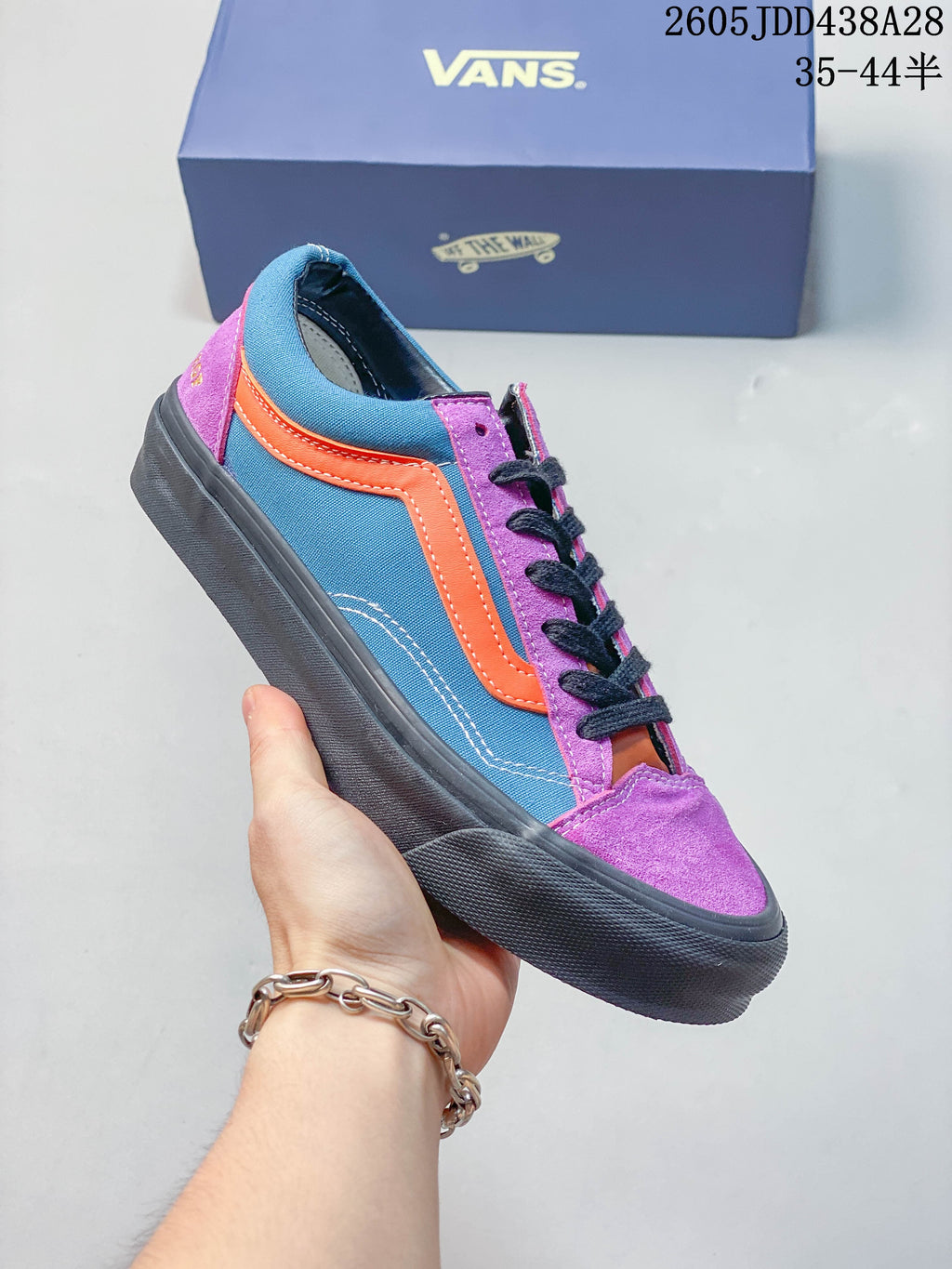Angled side view of the multicolor Vans OTW Old Skool 36 sneaker