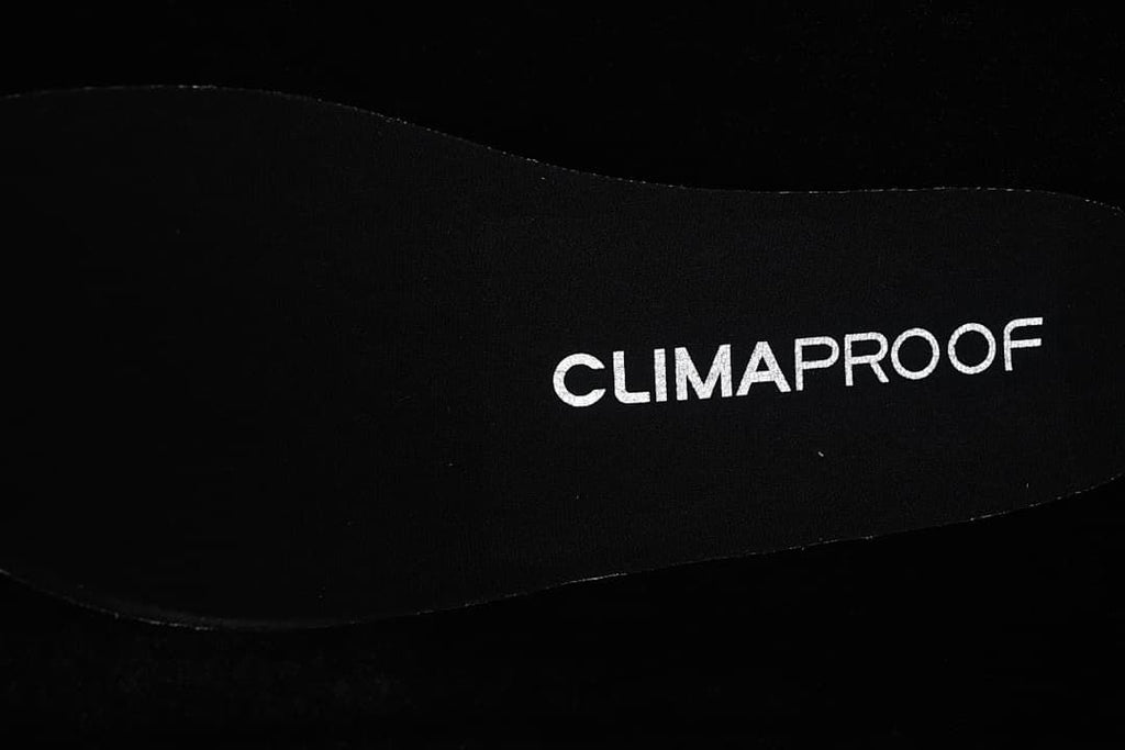 Close-up of the insole marked Climaproof