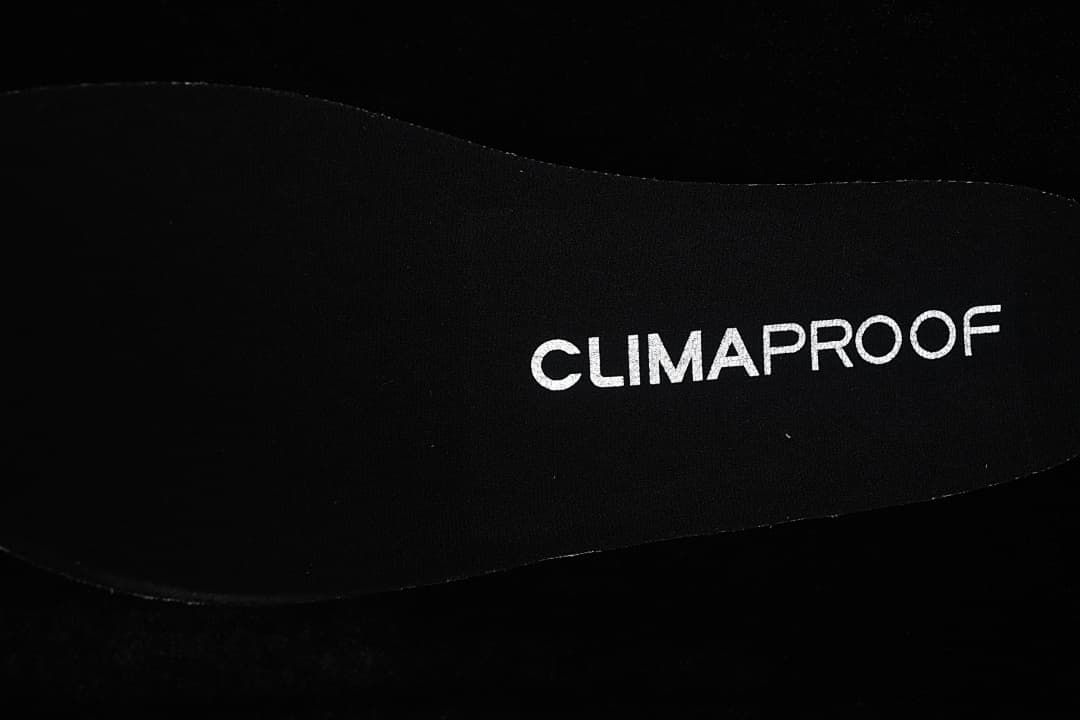 Close-up of the insole marked Climaproof