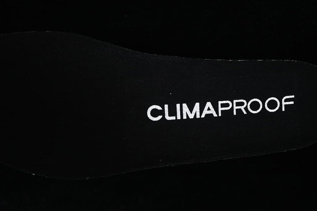 Close-up of the insole marked Climaproof