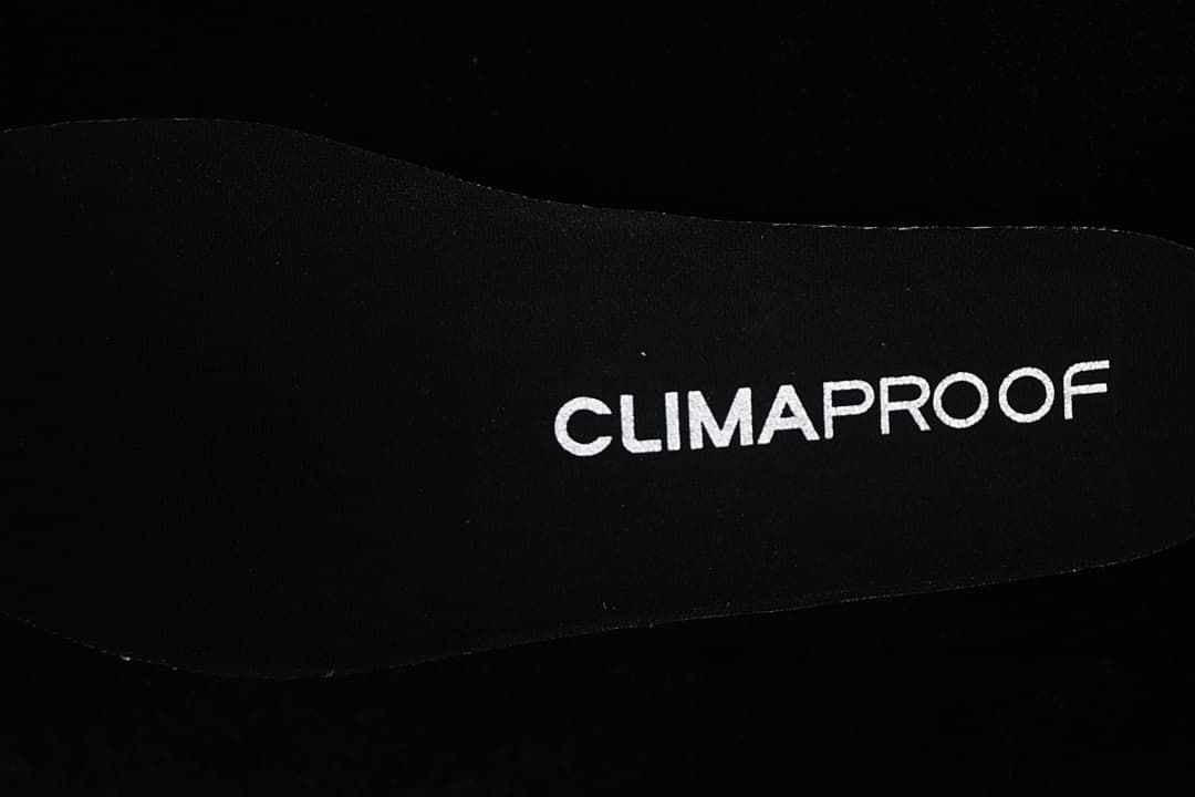 Close-up of the insole marked Climaproof