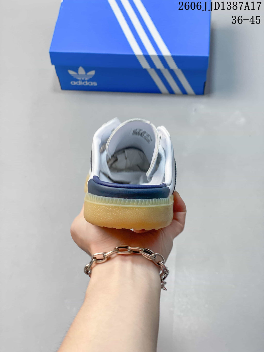 Heel view of the Adidas Samba OG Mule showing its open-back design
